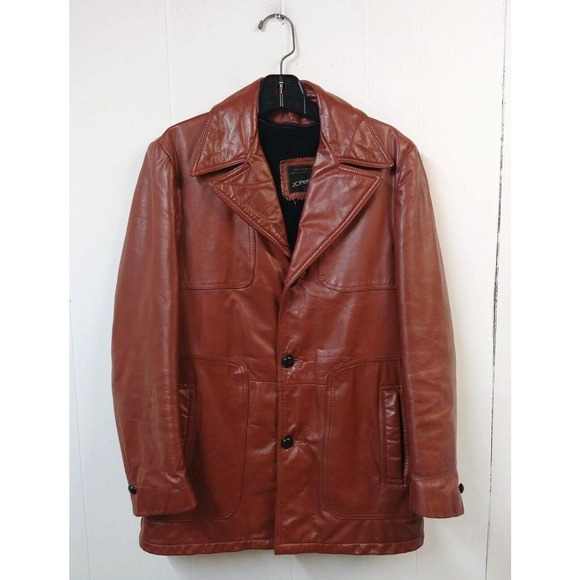 jcpenney Other - Vintage JCPenney Mens 40 Oxblood Leather Leisure Coat Jacket Removable Lining